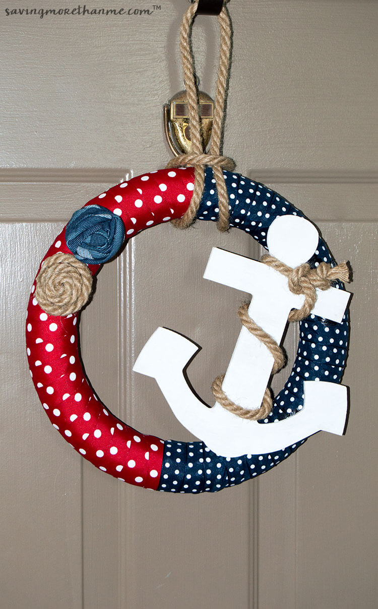 Red and Blue Anchors Away Nautical Wreath