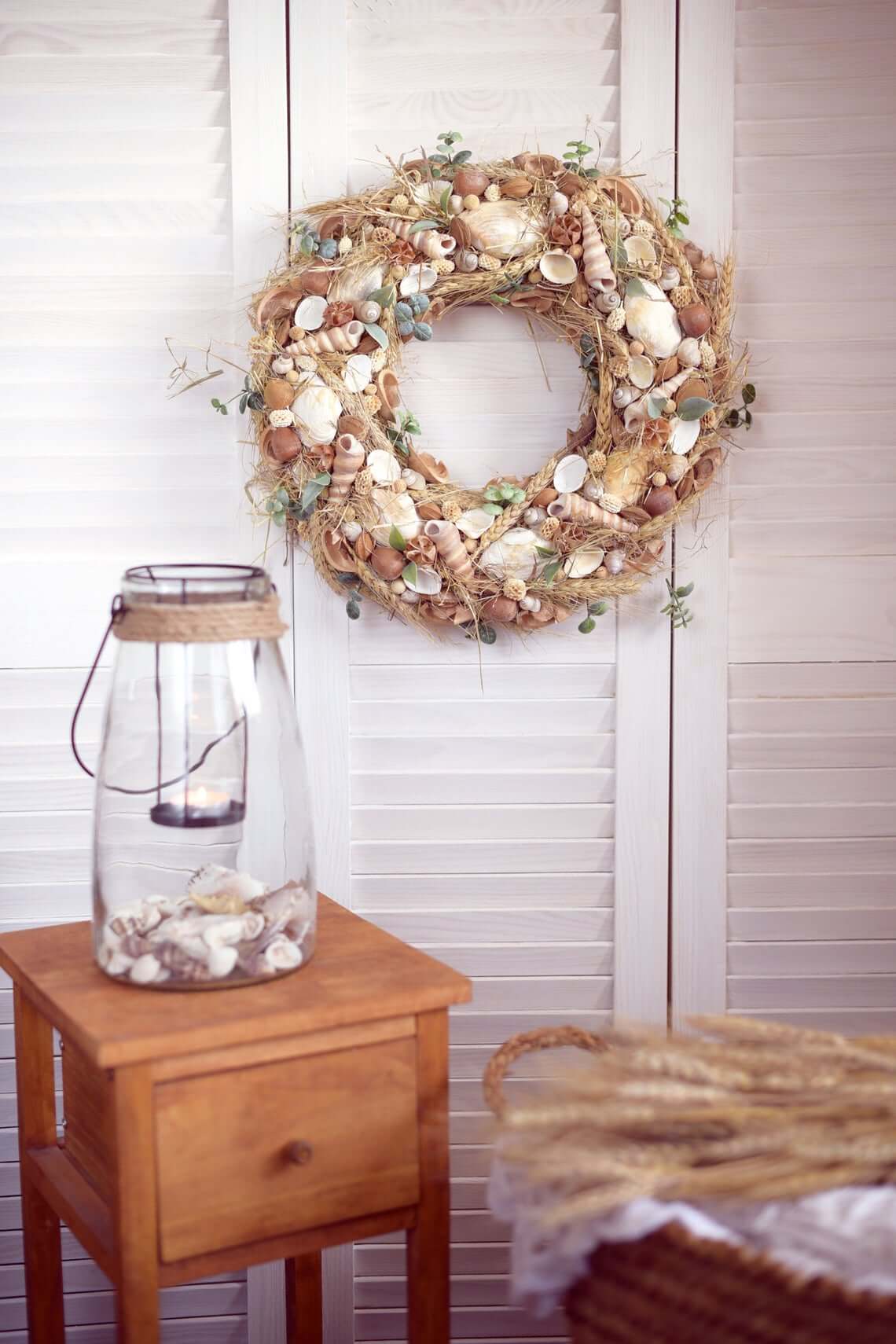 Splendid Seashell, Plumes, and Greenery DIY Wreath