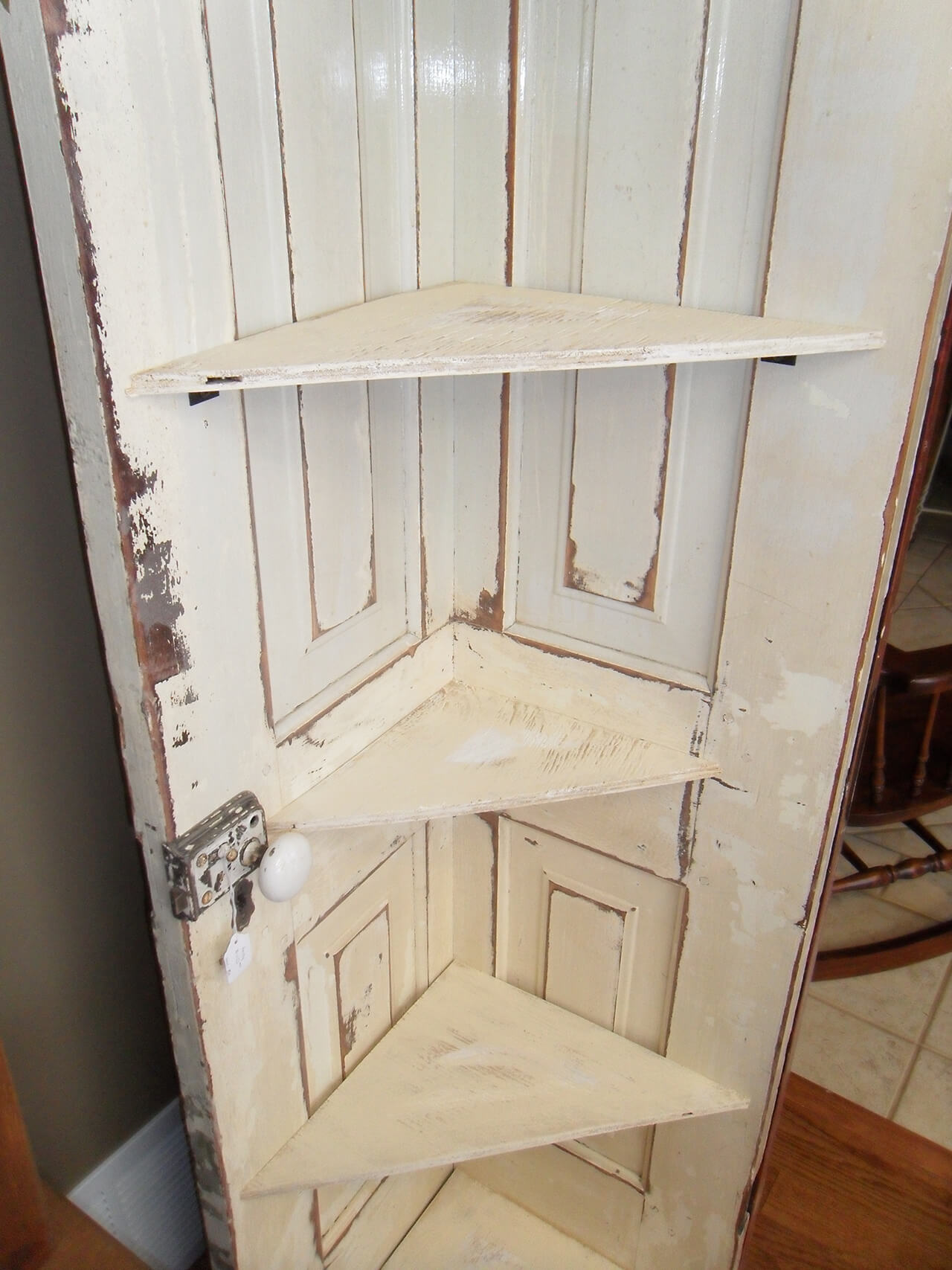Antique Bi-Fold Door Corner Shelf
