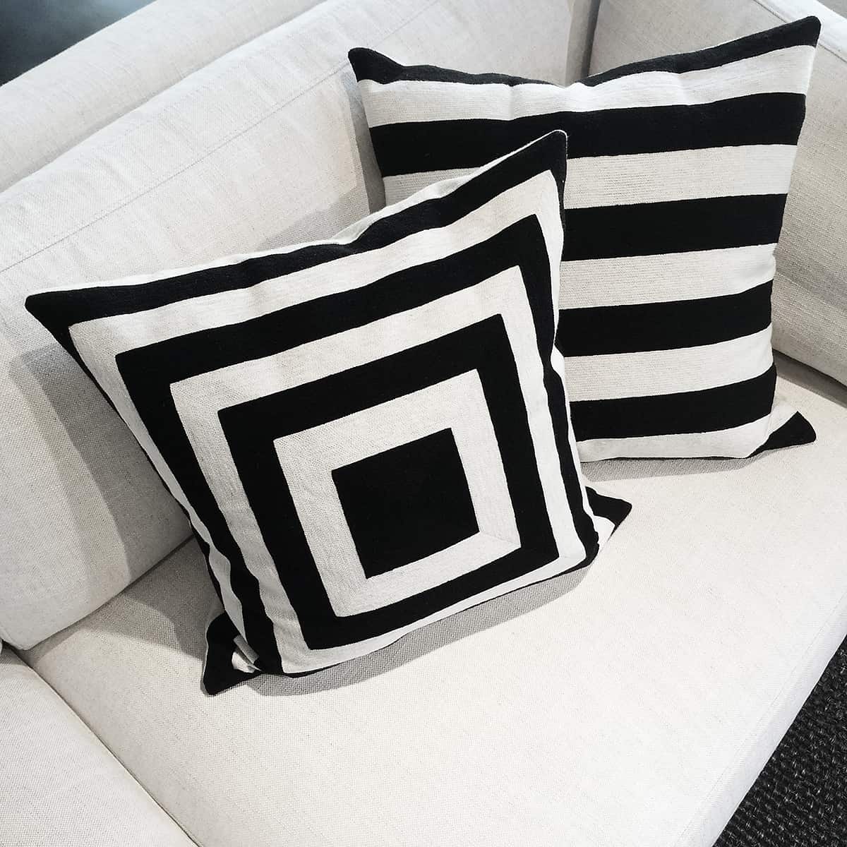 Black and white striped pillow