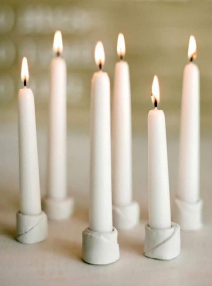 DIY kleine Kerzenhalter aus Ton