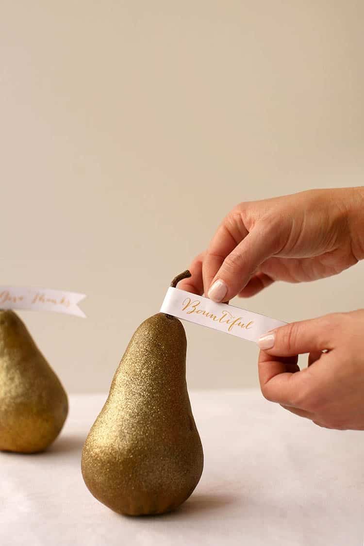 Gilded Pear Place Cards - Thanksgiving Table Decor