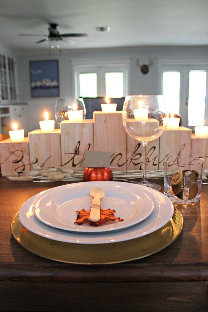 Wooden Lettered Stair Candle Holder