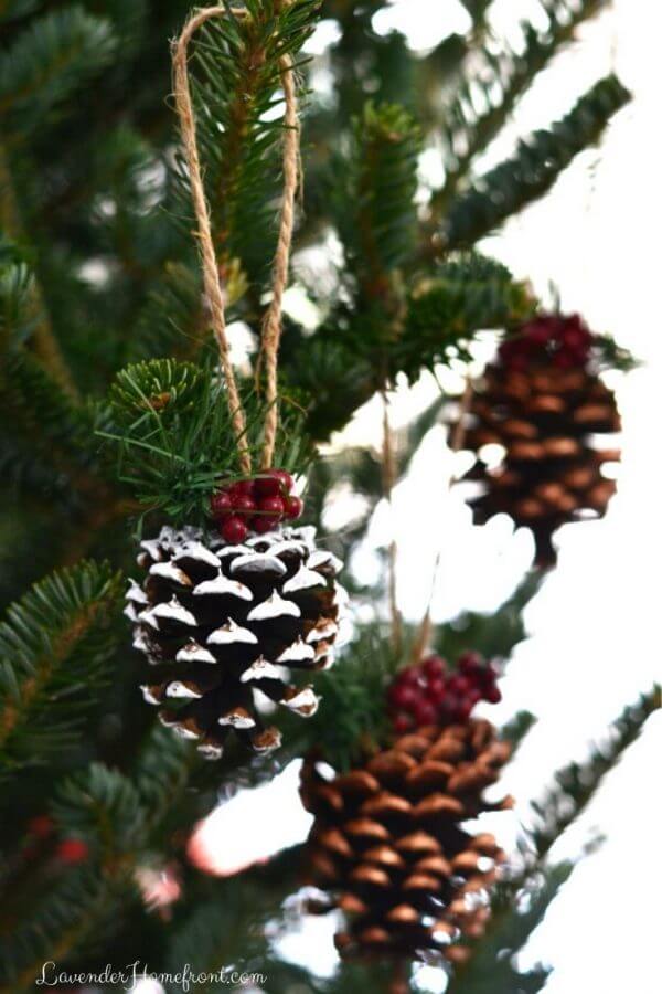 White-Crested Pinecone and Cranberry Baubles
