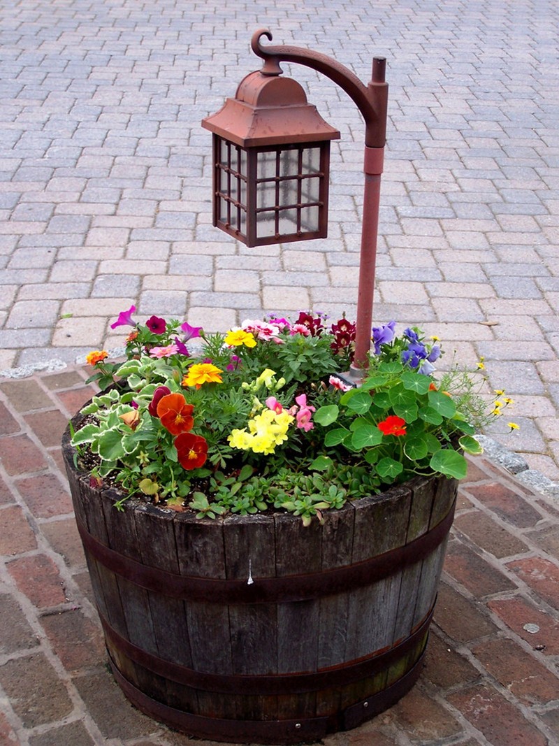 Wine Barrel with Flowers