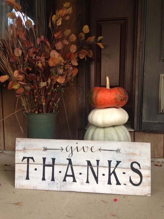 Rustic Weathered Wood Porch Thanksgiving Sign Décor