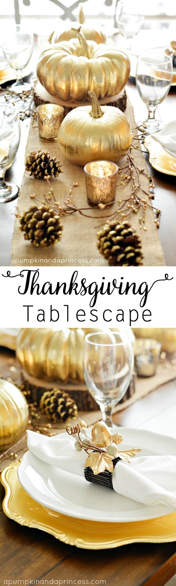Painted Gold Thanksgiving Table Decor Idea