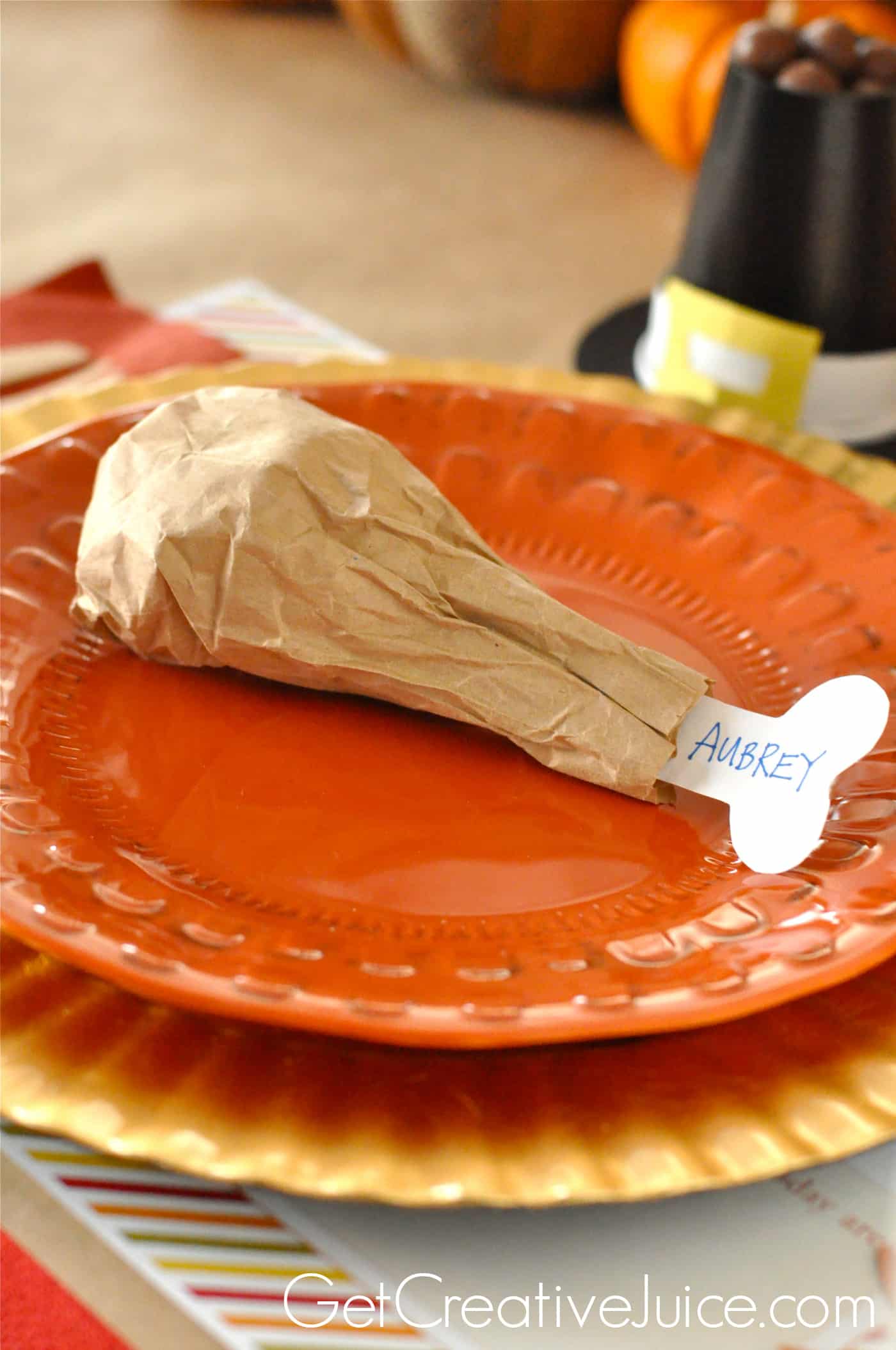 Kid-Friendly Faux Turkey Leg Place Cards - Thanksgiving Table Decor