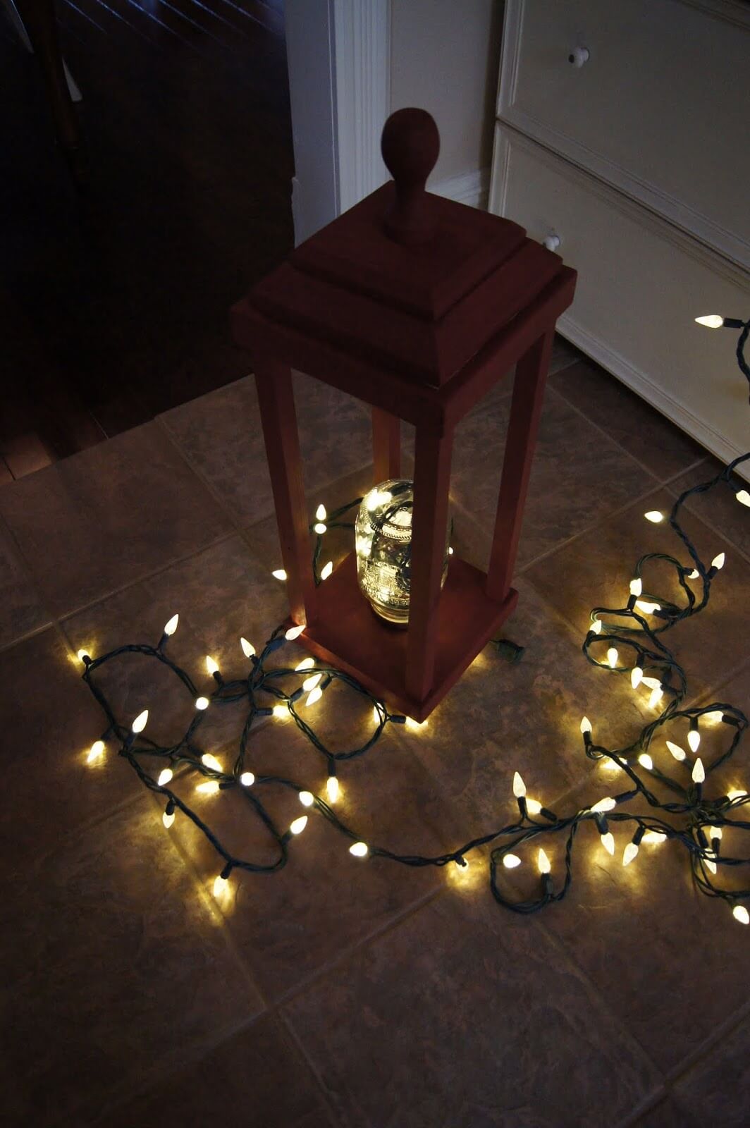 Charming Wooden Lantern with Mason Jar Light