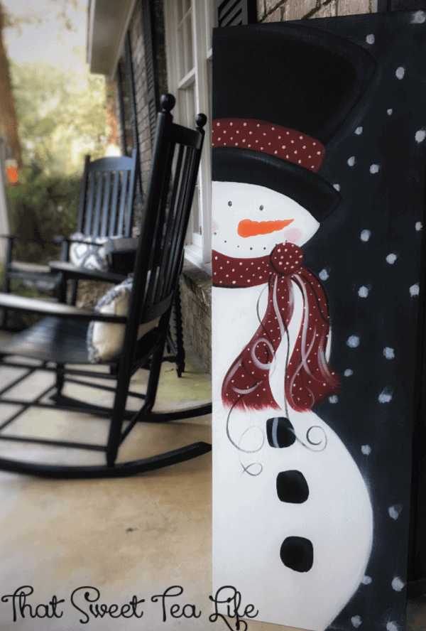 Hand Painted Crisp Winter Snowman Sign