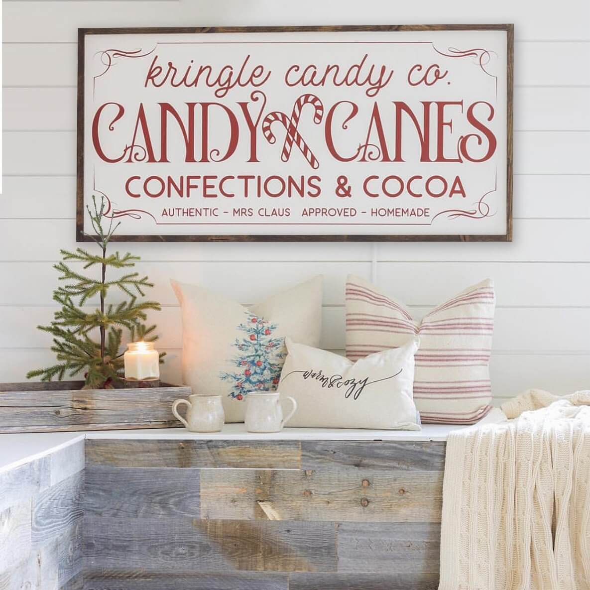 Vintage-styled Kringle Candy Co. Sign