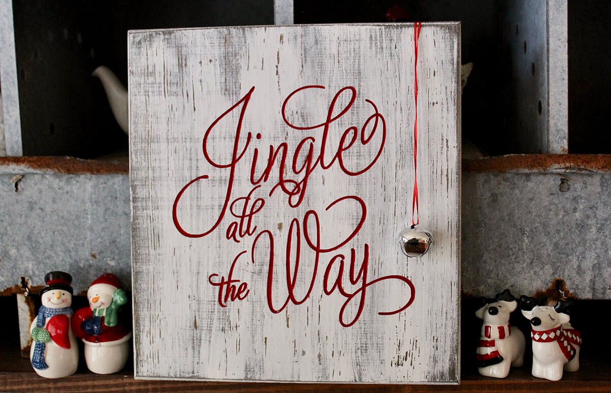 Jingle All the Way Bell Wooden Sign