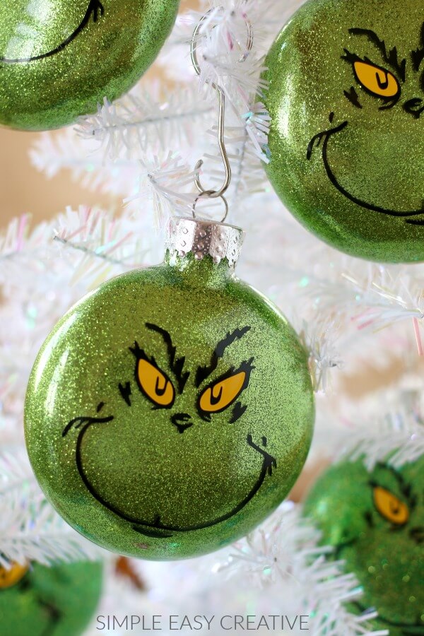 Glittery and Green Grinch Christmas Ornament
