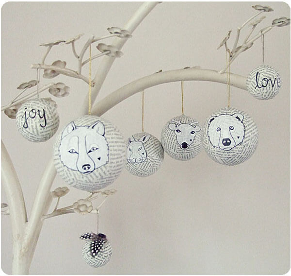 Unique Paper Mache Winter Ball Ornaments