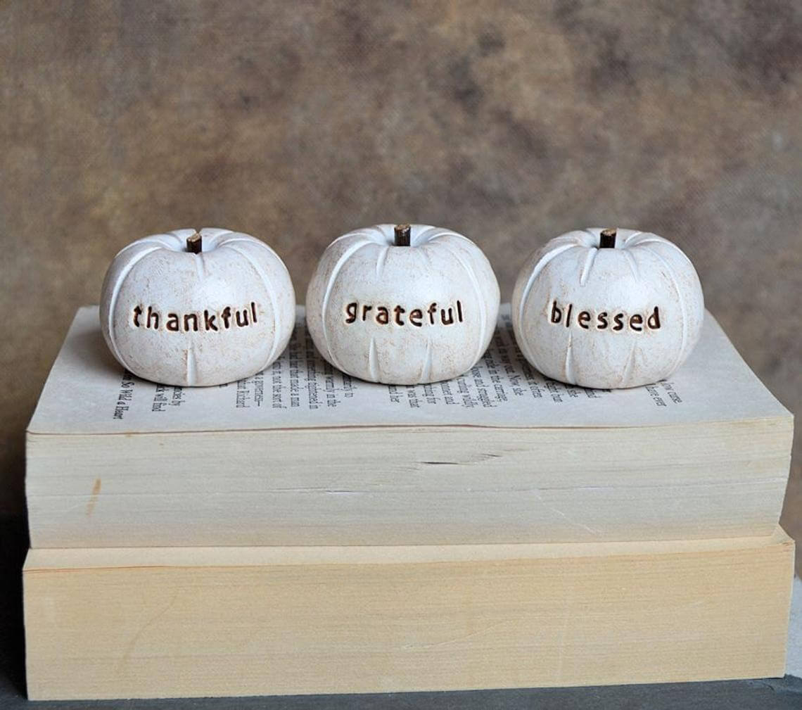 Thankful, Grateful, Blessed Mini Pumpkin Trio