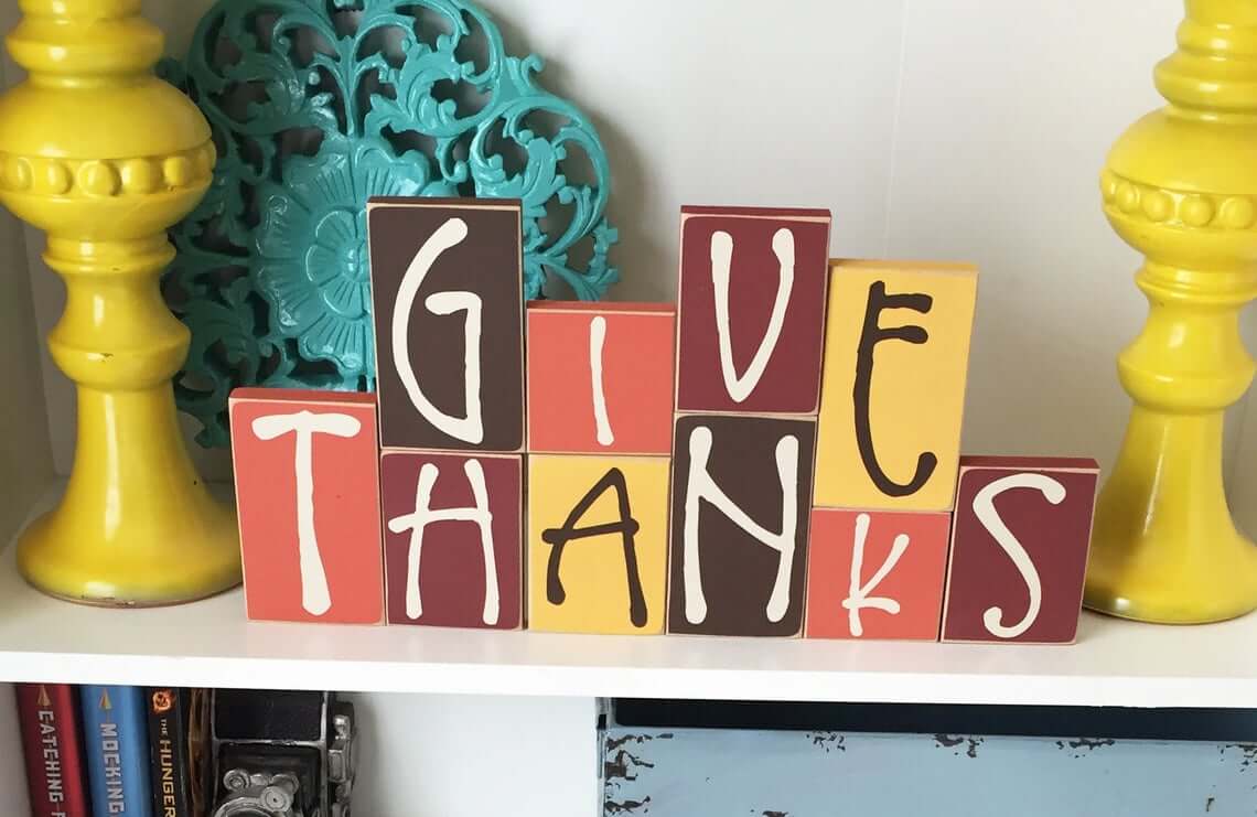 Give Thanks Colorful Block Art