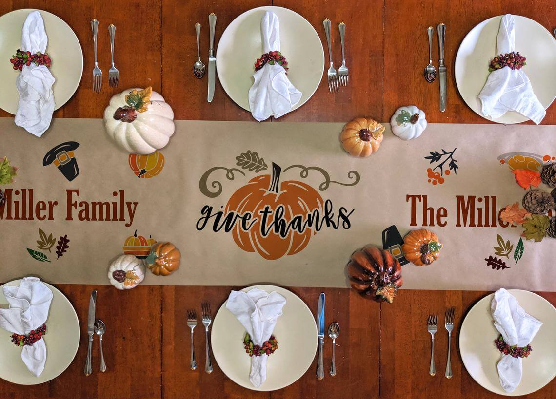 Personalized Thanksgiving Give Thanks Table Runner