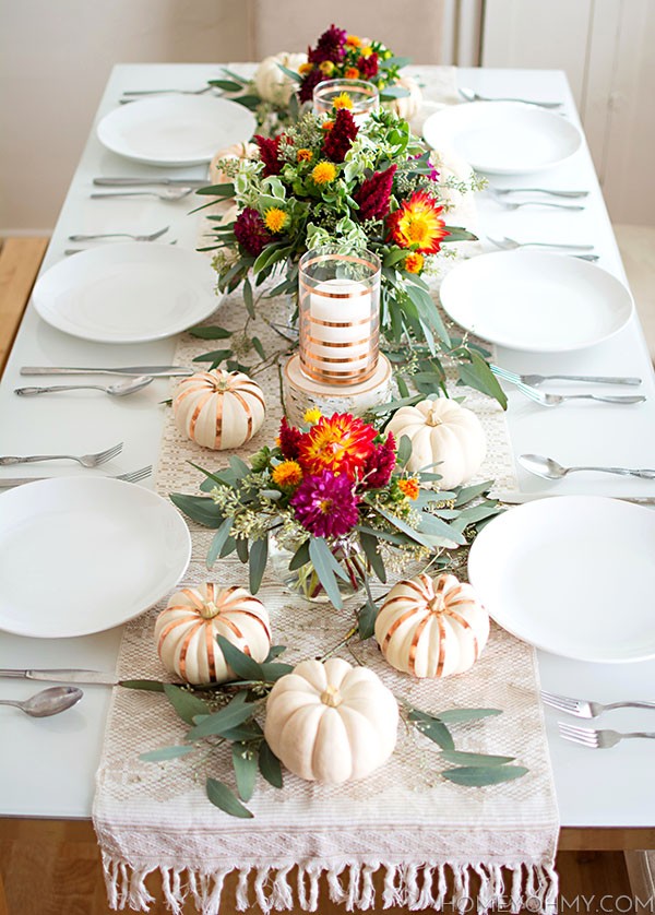 Trendy Gold With Pops of Color Thanksgiving Centerpiece