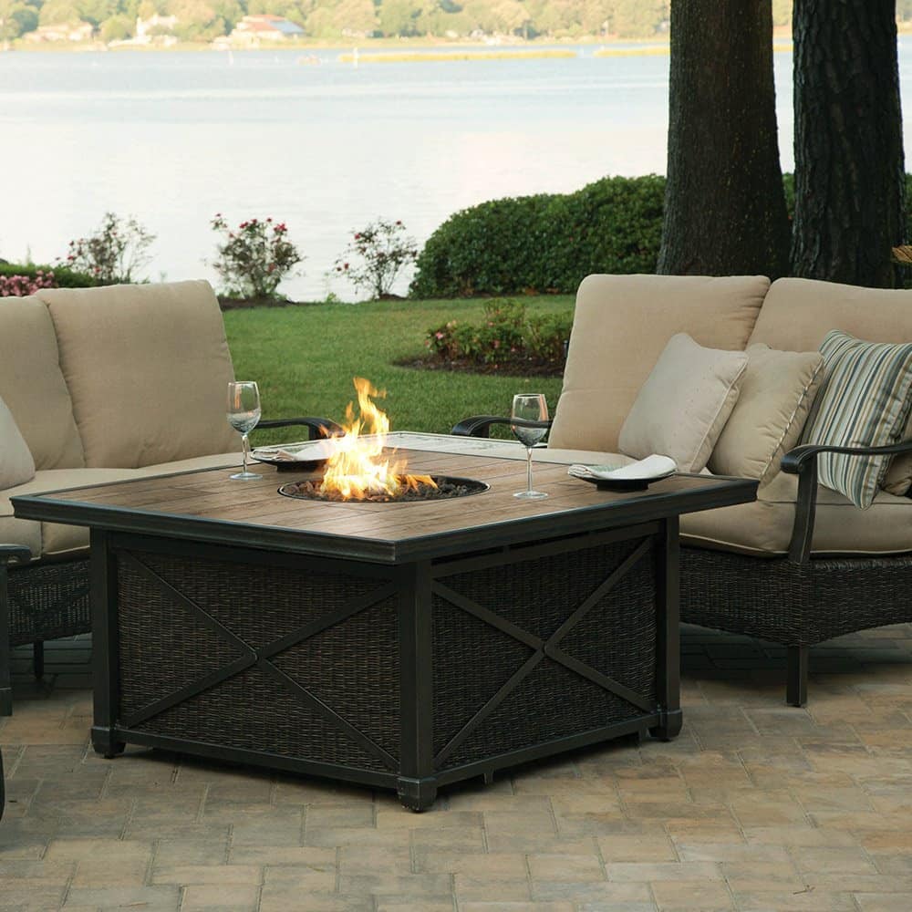 Agio Franklin Gas Fire Pit with Copper Reflective Fire Glass