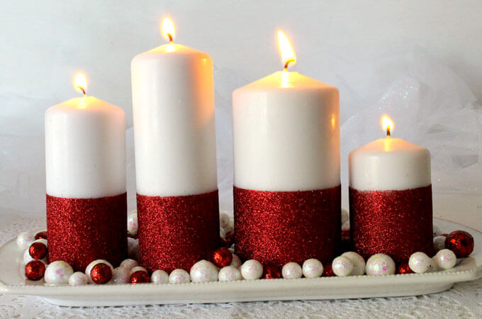 Red, White and Glowing Candles