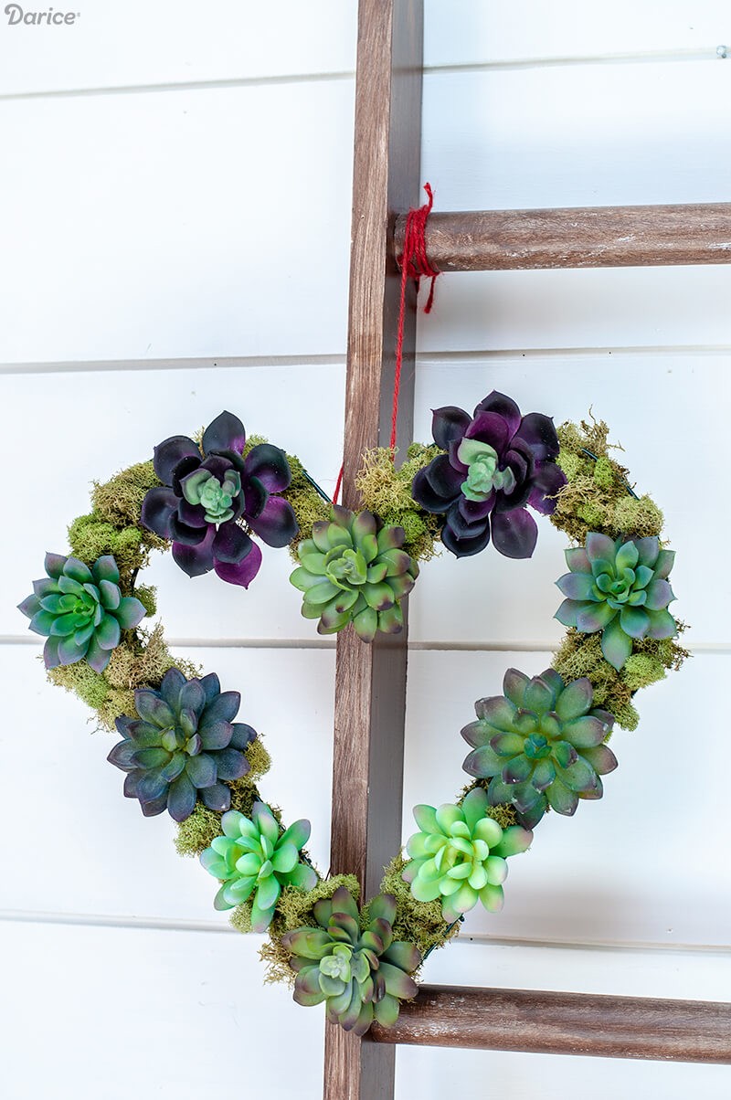 Heart Shaped Succulent and Moss Wreath