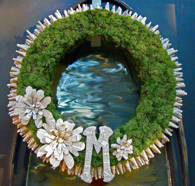 Captivating Book Page and Moss Covered Wreath