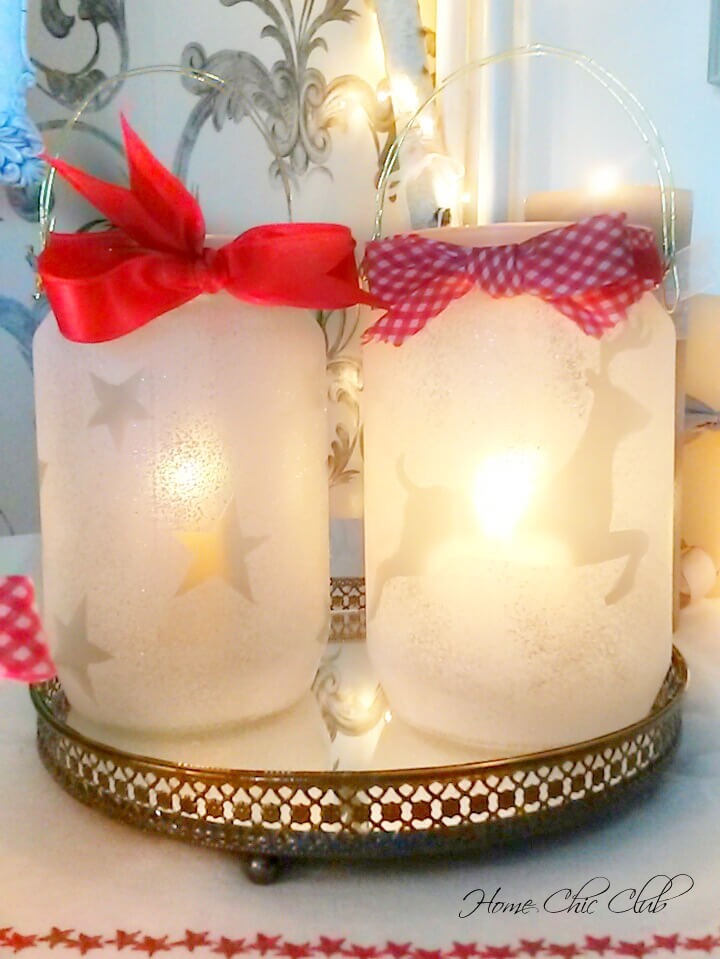 Frosted Jar Tealight Candle Holders