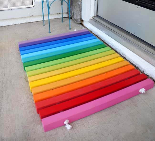 Great Handmade Rainbow Doormat Design