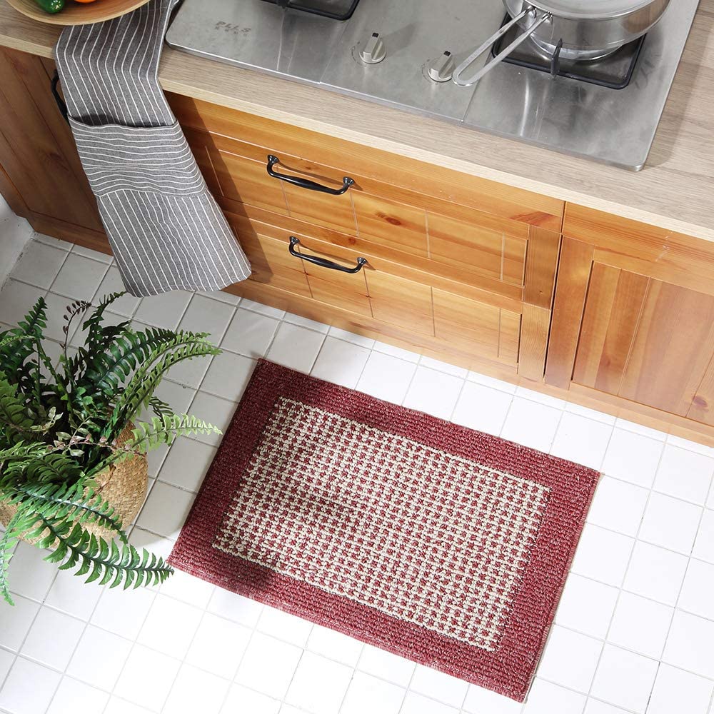 small red kitchen rug