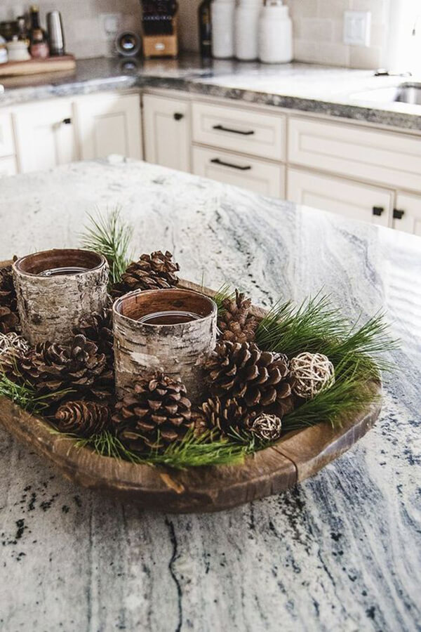 Rustic Pinecone Table Centerpiece Layout