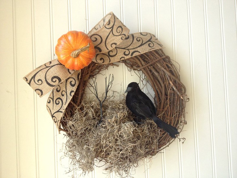 Burlap Crow Wreath