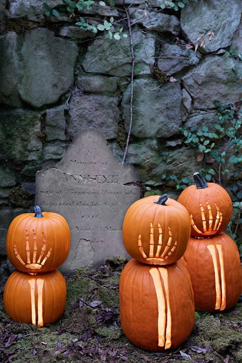 Skeleton Carved Pumpkins