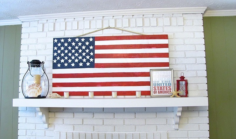 Patriotic Mantel and DIY Plywood Flag
