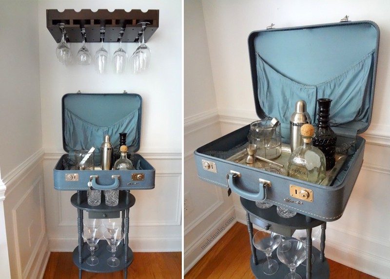 Vintage Suitcase Table Bar