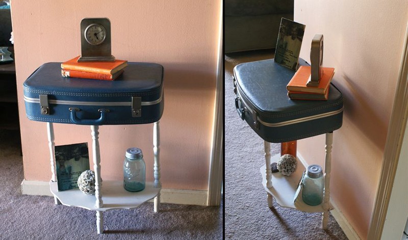 Repurposed suitcase table